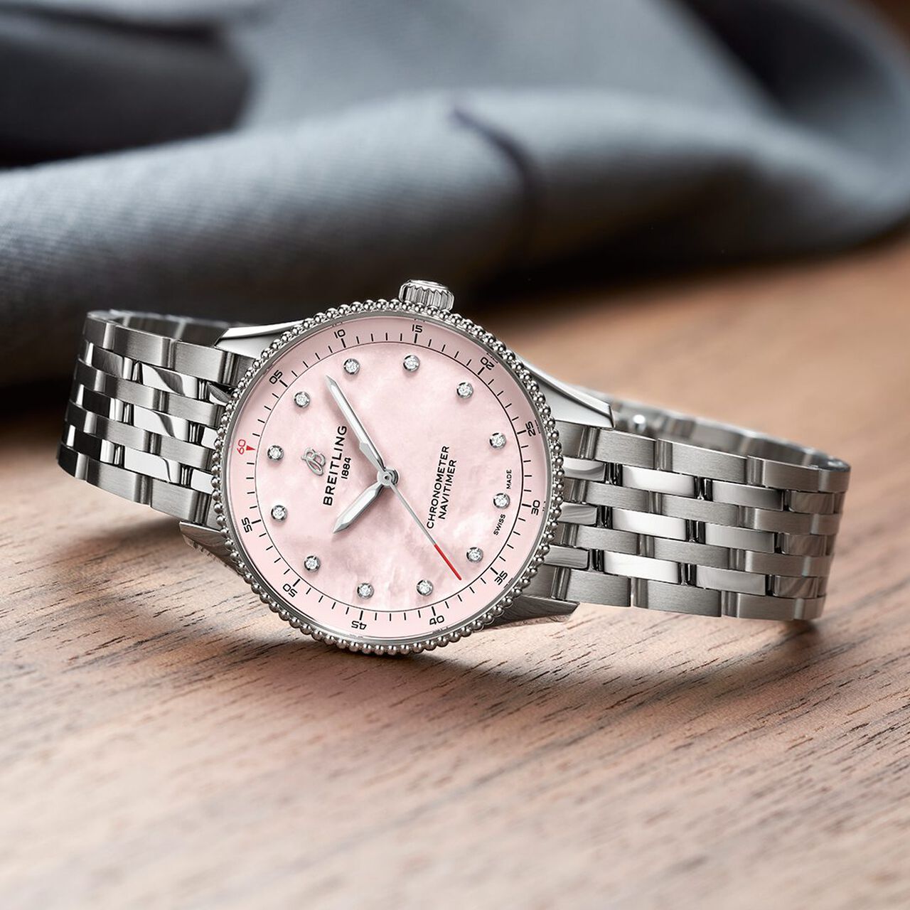 Breitling Navitimer Quartz mm Stainless Steel and Diamond A77320D91K1A1 Lifestyle image number 3